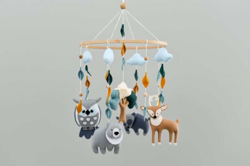 Owl, Bear & Deer Design - Baby Mobile Woodland – Rolirka