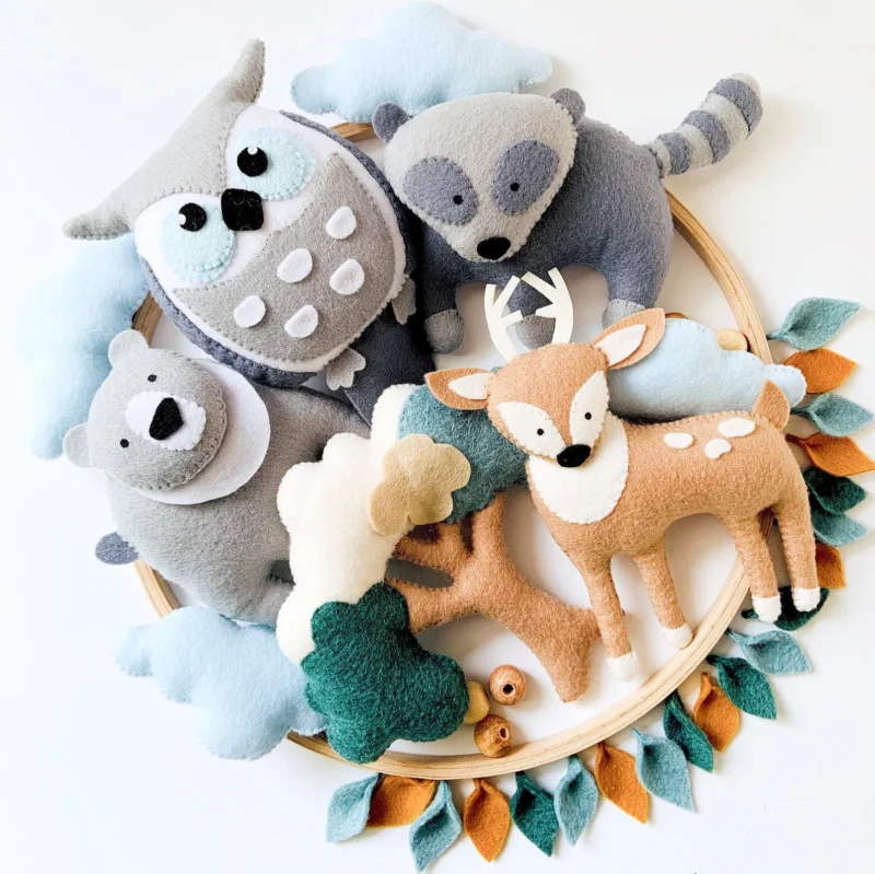 Owl, Bear & Deer Design - Baby Mobile Woodland – Rolirka