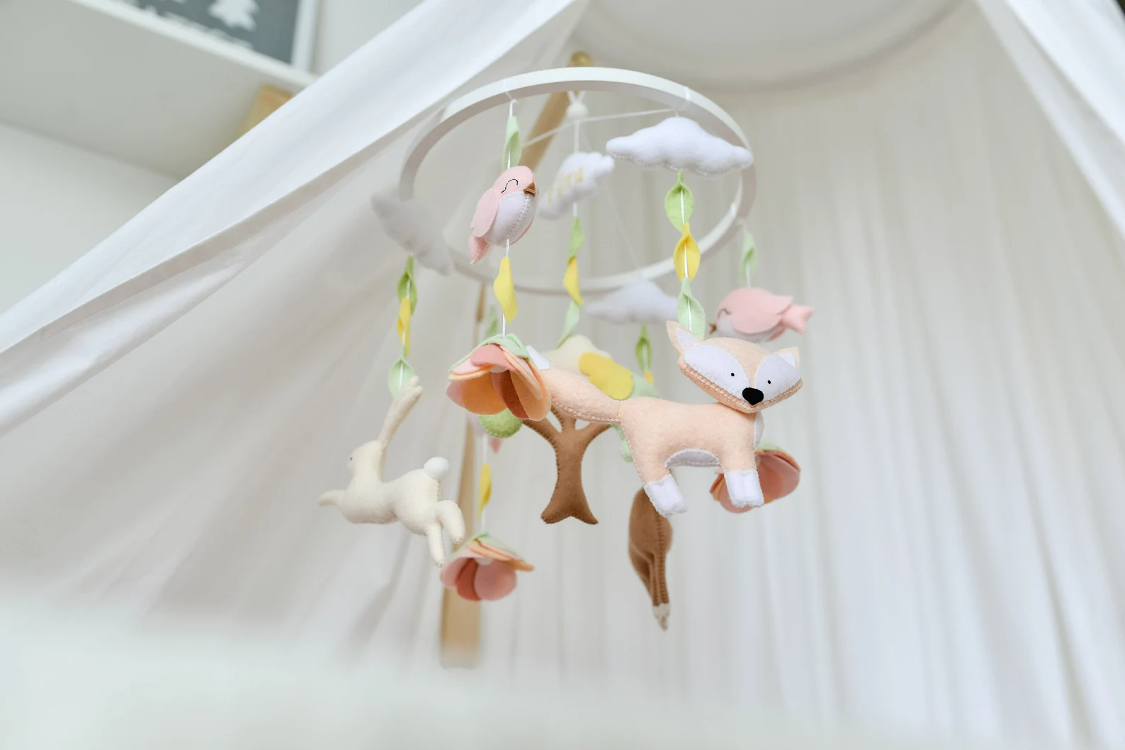 Fox, Deer & Bird Design - Baby Mobile Woodland – Rolirka