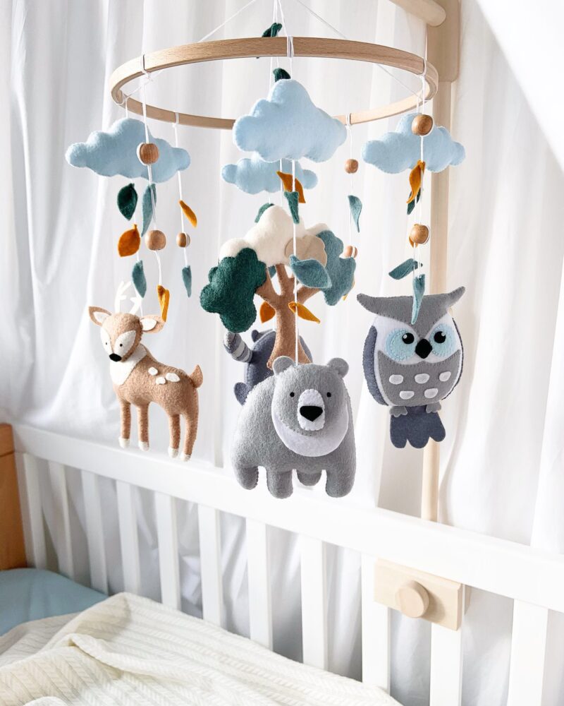 Owl, Bear & Deer Design - Baby Mobile Woodland – Rolirka