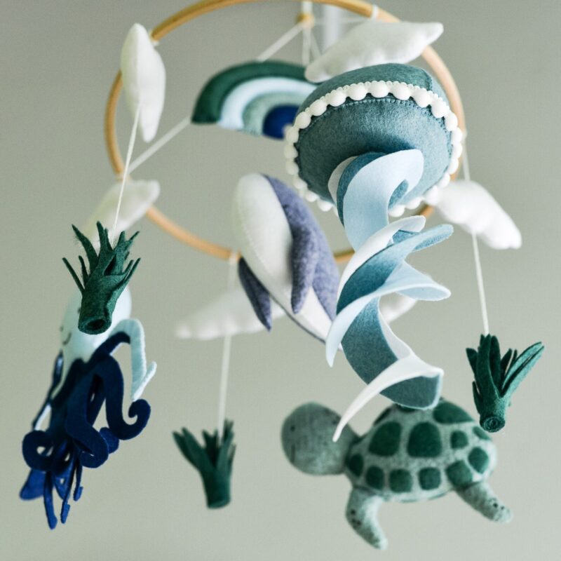 Whale, Octopus & Turtle Nursery Decor - Baby Mobile Ocean - Rolirka