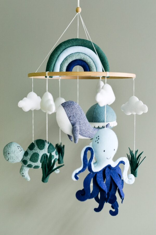 Whale, Octopus & Turtle Nursery Decor - Baby Mobile Ocean - Rolirka