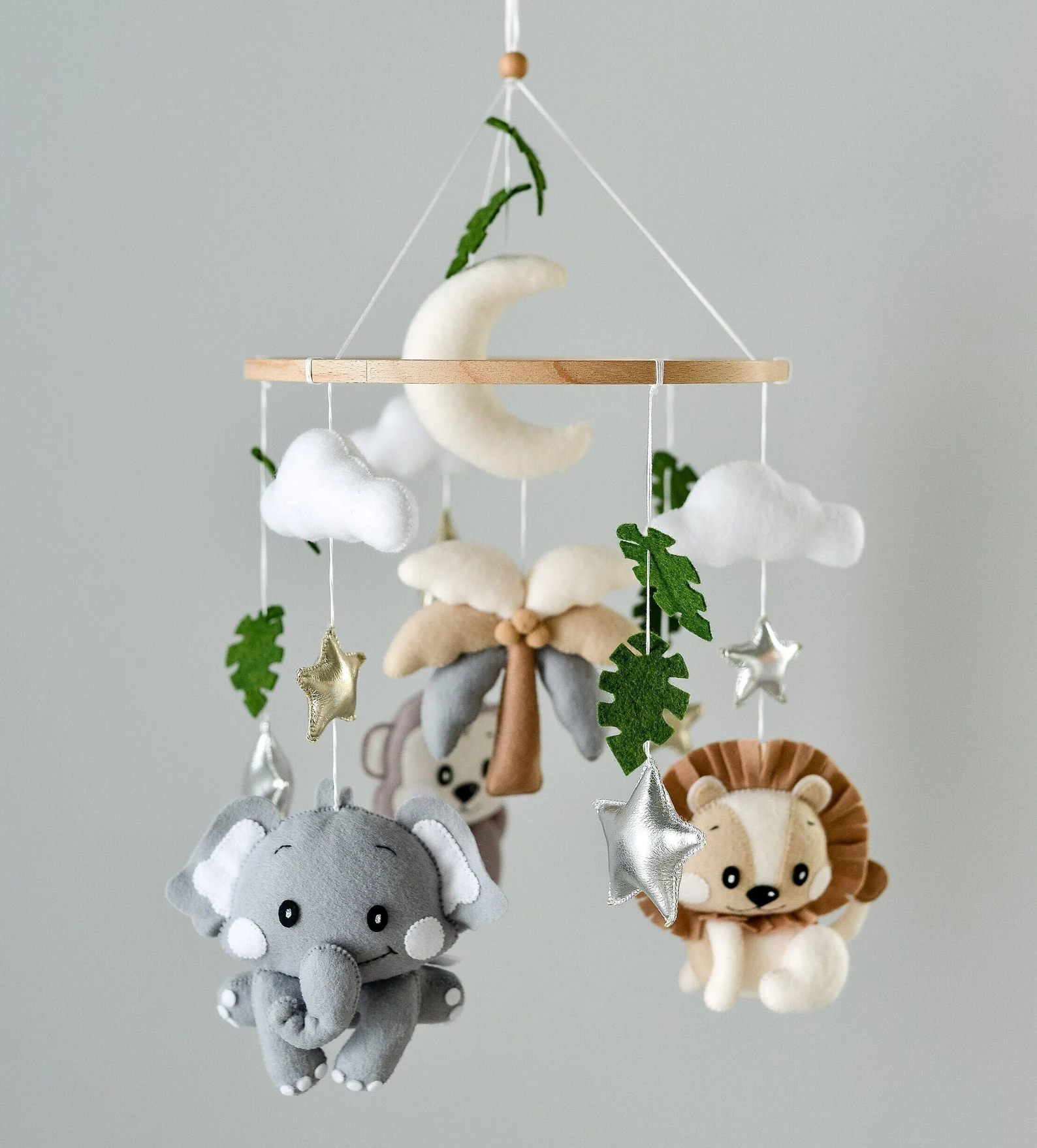 Giraffe, Zebra, Elephant & Nature Accents - Baby Mobile Safari - Rolirka