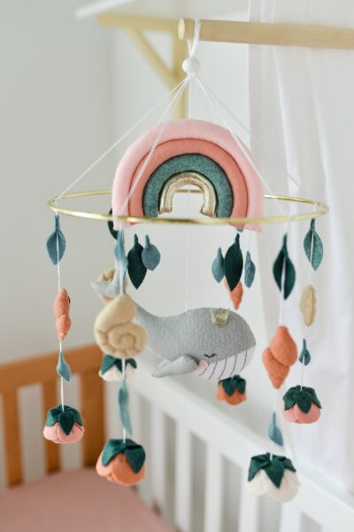 Whale & Floral Crib Decoration- Baby Mobile Ocean - Rolirka