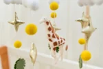Giraffe, Rainbow & Nature Elements - Baby Mobile Safari - Rolirka