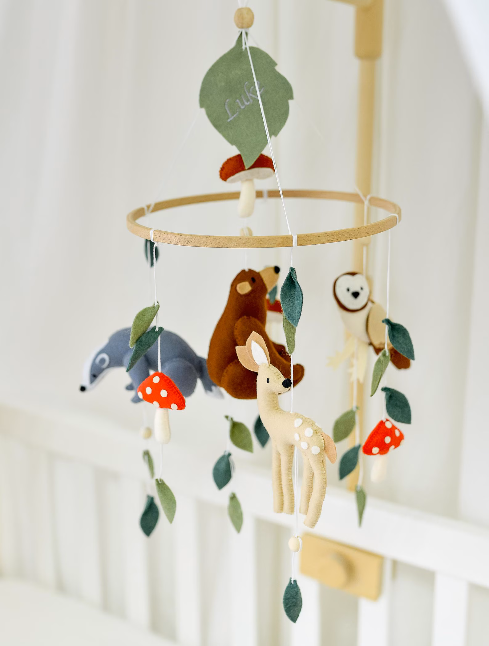 Bear, Deer & Mushroom Design - Baby Mobile Woodland – Rolirka