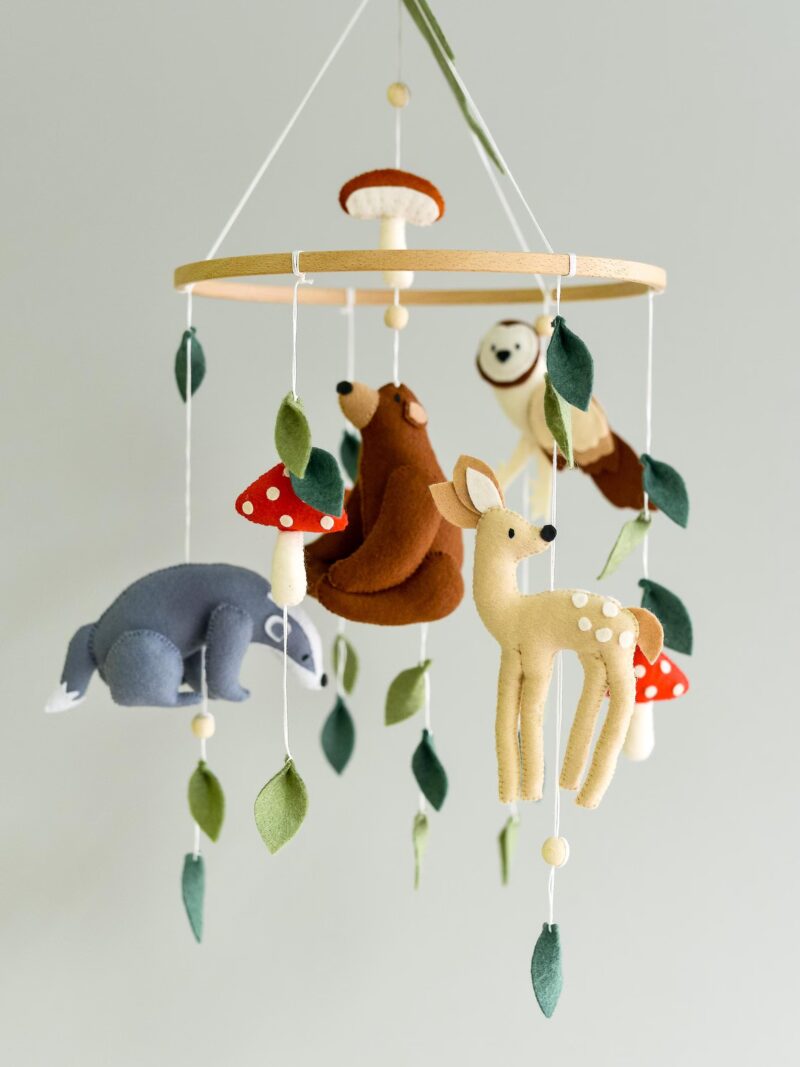Bear, Deer & Mushroom Design - Baby Mobile Woodland – Rolirka