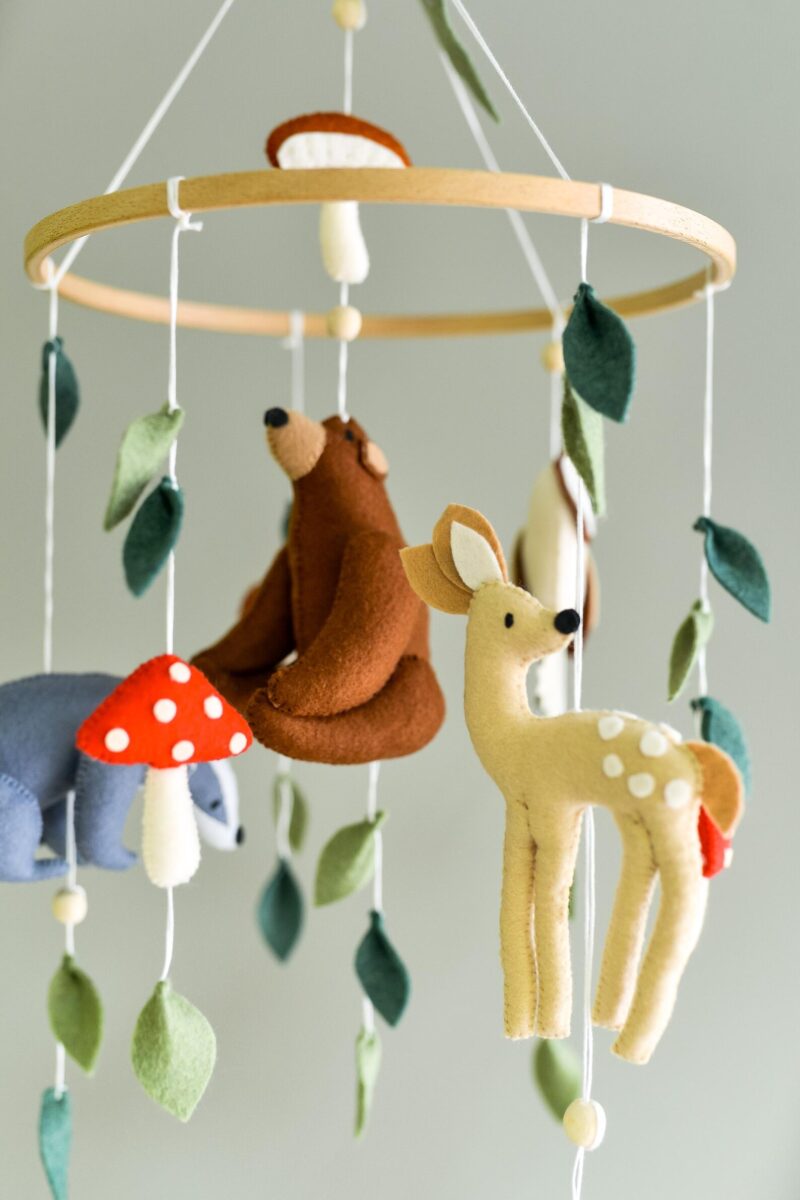 Bear, Deer & Mushroom Design - Baby Mobile Woodland – Rolirka